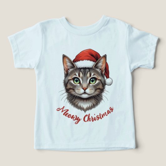 サンタの帽子をかぶったかわいいクリスマス猫のカスタムグッズ (デザイン正面)