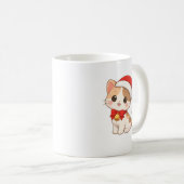 サンタの帽子をかぶったかわいいクリスマス猫のマグカップ コーヒーマグカップ (正面右)