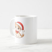 サンタの帽子をかぶったかわいいクリスマス猫のマグカップ コーヒーマグカップ (正面左)