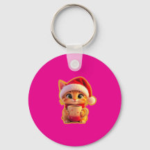 **サンタの帽子をかぶったかわいいクリスマス猫 – 面白いホリデー