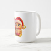 **サンタの帽子をかぶったかわいいクリスマス猫 – 面白いホリデー コーヒーマグカップ (正面右)