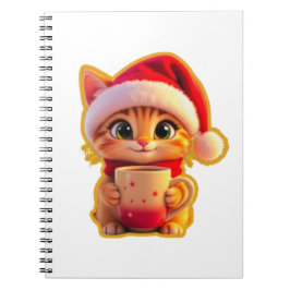 **サンタの帽子をかぶったかわいいクリスマス猫 – 面白いホリデー ノートブック