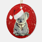 サンタの帽子をかぶったかわいいコアラ セラミックオーナメント (左)