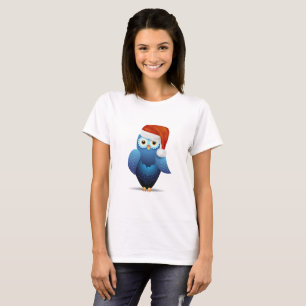 サンタの帽子をかぶったかわいいフクロウ Tシャツ