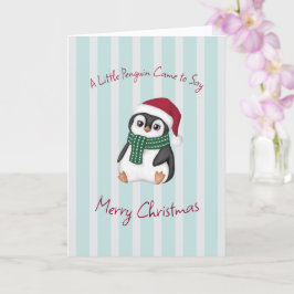 サンタの帽子をかぶったかわいいベビーペンギンのクリスマス カード