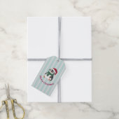 サンタの帽子をかぶったかわいいベビーペンギンのクリスマス ギフトタグ (より糸付き)