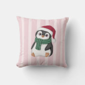 サンタの帽子をかぶったかわいいベビーペンギンのクリスマス クッション (正面)