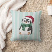 サンタの帽子をかぶったかわいいベビーペンギンのクリスマス クッション (ブランケット)
