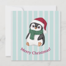 サンタの帽子をかぶったかわいいベビーペンギンのクリスマス