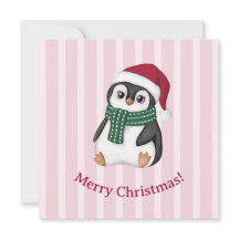 サンタの帽子をかぶったかわいいベビーペンギンのクリスマス