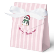 サンタの帽子をかぶったかわいいベビーペンギンのクリスマス