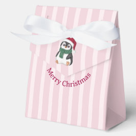 サンタの帽子をかぶったかわいいベビーペンギンのクリスマス フェイバーボックス