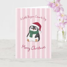 サンタの帽子をかぶったかわいいベビーペンギン クリスマス