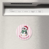 サンタの帽子をかぶったかわいいペンギンの赤ちゃん クリスマス マグネット (インサイチュ (食洗機))