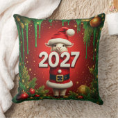 サンタの帽子をかぶったかわいいヤギのクリスマスデザイン クッション (ブランケット)