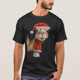 サンタの帽子をかぶったかわいいラクダのクリスマス v2 tシャツ