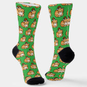 サンタの帽子をかぶったかわいい猫のクリスマスデザイン ソックス (傾斜あり)