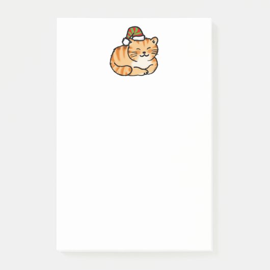 サンタの帽子をかぶったかわいい猫のクリスマスデザイン ポストイット (正面)