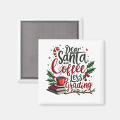 サンタの帽子をかぶったアライグマとクリスマス マグネット (正面/裏面)