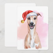 サンタの帽子をかぶったウィペット ウィペットのクリスマスカード 招待状 (正面/裏面)