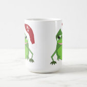 サンタの帽子をかぶったカエルのおもしろデザイン コーヒーマグカップ (中央)