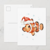 サンタの帽子をかぶったキュートなカクレクマノミ クリスマス (正面/裏面)