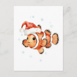 サンタの帽子をかぶったキュートなカクレクマノミ クリスマス