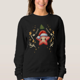 サンタの帽子をかぶったキュートなクリスマスヒトデ Xmas スウェットシャツ