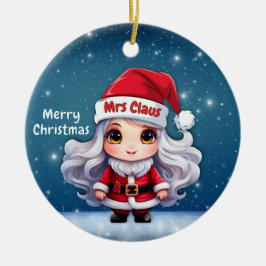 サンタの帽子をかぶったクラウス夫人🤶 🎄 セラミックオーナメント