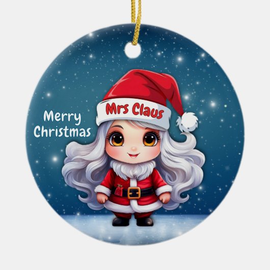 サンタの帽子をかぶったクラウス夫人🤶 🎄 セラミックオーナメント (正面)