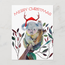 サンタの帽子をかぶったクリスマスのコアラ ポストカード