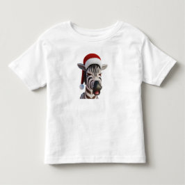 サンタの帽子をかぶったクリスマスのシマウマの面白い動物 トドラーTシャツ