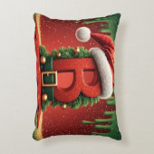 サンタの帽子をかぶったクリスマスのモノグラムB 🎄 アクセントクッション (正面(垂直))