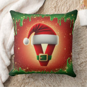 サンタの帽子をかぶったクリスマスのモノグラムV クッション (ブランケット)