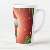 サンタの帽子をかぶったクリスマスのモノグラムV(名入れ可能) カフェラテマグ (右)