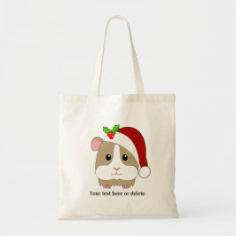 サンタの帽子をかぶったクリスマスのモルモット オーダーメイド トートバッグ