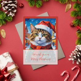 サンタの帽子をかぶったクリスマスの猫 アクリル招待状