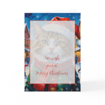 サンタの帽子をかぶったクリスマスの猫