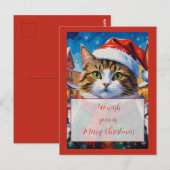 サンタの帽子をかぶったクリスマスの猫 ポストカード (正面/裏面)