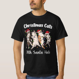 サンタの帽子をかぶったクリスマスの猫 可愛い おもしろい ホリデー Tシャツ