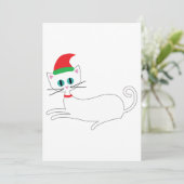サンタの帽子をかぶったクリスマスの猫 招待状 (スタンド正面)
