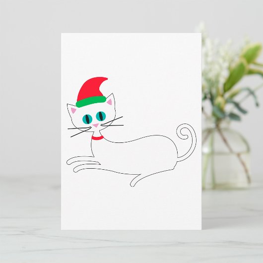 サンタの帽子をかぶったクリスマスの猫 招待状