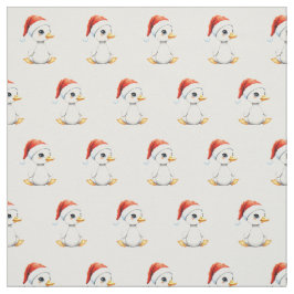 サンタの帽子をかぶったクリスマスの赤ちゃんガチョウ ファブリック