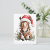 サンタの帽子をかぶったクリスマスの馬 シーズンポストカード (スタンド正面)