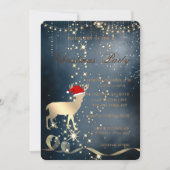 サンタの帽子をかぶったクリスマスの鹿,クリスマスパーティー 招待状 (正面)