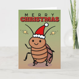 サンタの帽子をかぶったクリスマスコックローチ カード