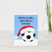 サンタの帽子をかぶったクリスマスサッカーボール カード (正面)