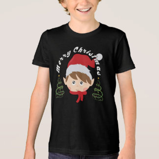 サンタの帽子をかぶったクリスマスツリー トライブレンドＴシャツ