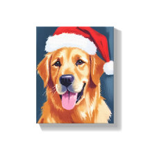 サンタの帽子をかぶったゴールデンレトリバー クリスマス