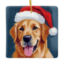 サンタの帽子をかぶったゴールデンレトリバー クリスマス